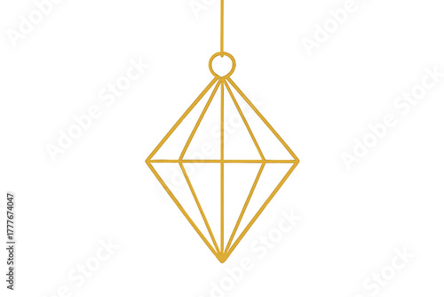 Golden diamond shape hanging decor for modern minimalist design