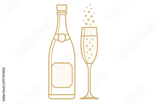 Sparkling wine and glass ready for celebration during special occasion in elegant setting