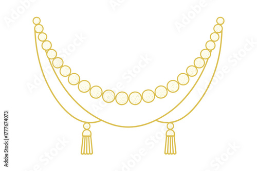 Decorative golden ball garland design with tassels for festive occasions and celebrations