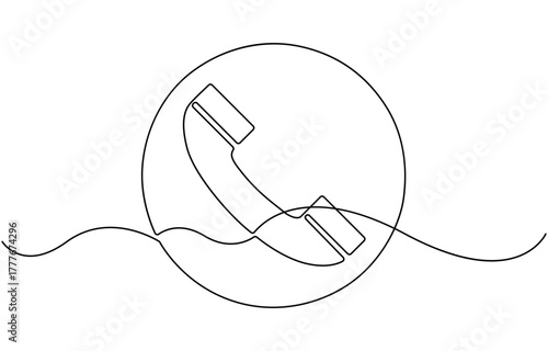Phone line continuous drawing vector.