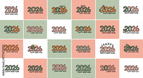 Colorful and Festive 2026 New Year Design Collection with Geometric Backgrounds