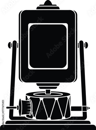 Vintage spotlight vector illustration a theatrical lighting equipment in retro style full frame