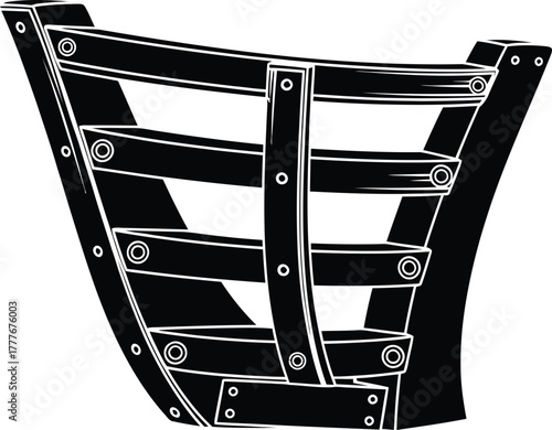 Monochrome illustration of a ship ladder with detailed rivets and planks a seafaring icon