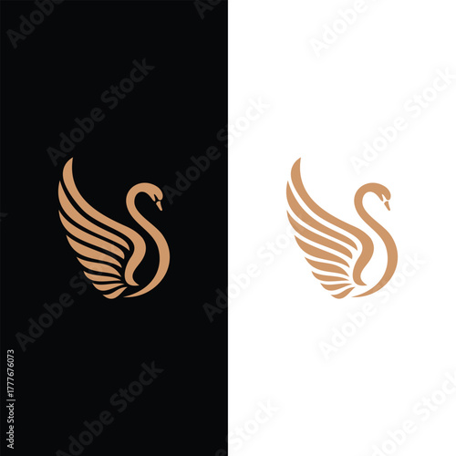 Golden Swan Logo Design illustration