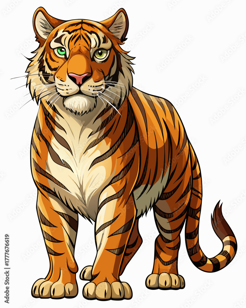 Obraz premium Big Cat ,full body , real print Style, white background 