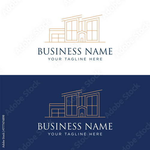 Line art building logo design