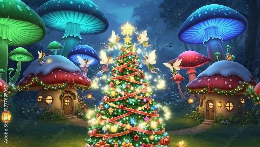 ♦️『ときめきメモリアル FANTASTIC X MAS』Christmas Magical Christmas Fantasy Scene with Fairies, Santa Claus, and