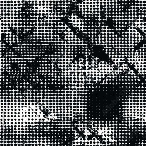 Seamless pattern, rough vector background, grunge texture, black and white