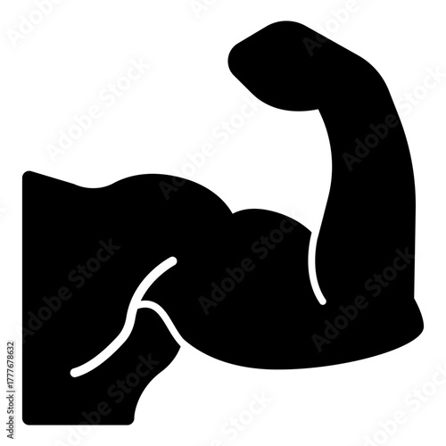 Muscular man arm solid icon, body builder concept. Vector graphics. Arm muscles of bodybuilder athlete sign on white background, style icon mobile or web design.