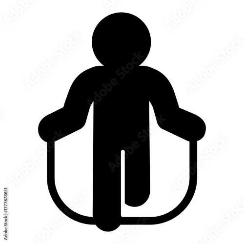 Man with jump rope solid icon, body building concept. Vector graphics. Sportsman exercise and training sign on white background, style icon mobile or web design.