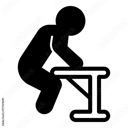Man on horizontal bar solid icon, body building concept. Vector graphics. Athlete man doing exercise for arms, training sign on white background, style icon mobile or web design.