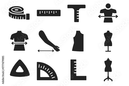 Guide icon vector angle shoulder tailoring width mannequin length measurement gauge marker