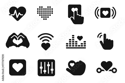 Rhythm control emotion gesture interface digital sensor icons icon heart vector pulse