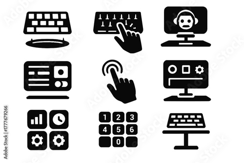 Workspace typing glowing desk gesture transparent vector ai input interface icon futuristic