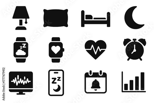 Lamp smartwatch reminder icon smart vector bed symbol icons tracker bedtime sleep