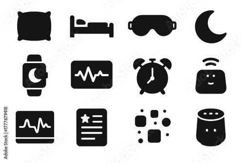 Rate moon rem alarm wellness vector icon mask digital bed smartwatch night