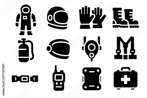 Visor icon oxygen harness vector belt bio suit device exploration icons backplate