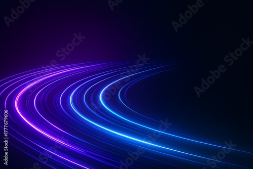 Futuristic Neon Light Trails on Dark Background