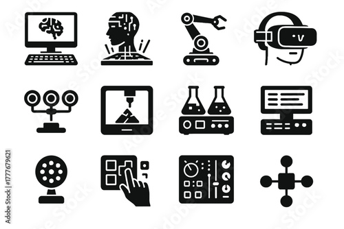 Array lab vector terminal vr icon network ai hub virtual indicator