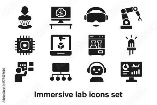 Analyzer led lab immersive sensor vector ai panel indicator printer icon control
