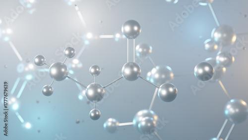 potassium propanoate molecular structure, 3d model molecule, e283 structural chemical formula view from a microscope