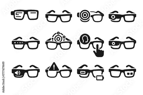 Gesture icon module lights futuristic virtual control icons glasses wearable display vector