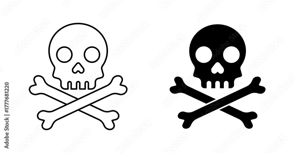 Fototapeta premium Skull Hazard Warning Icon Set, Toxic, Danger, Chemical, Poison, Radiation, Safety Symbols