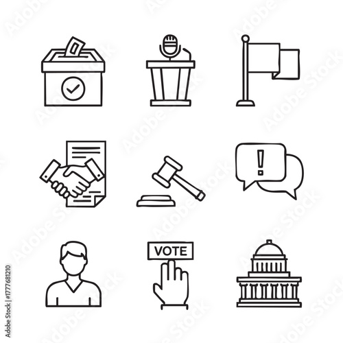 Vector illustration of business and legal concepts in outline design