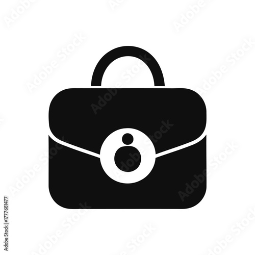 Black briefcase icon in simple style