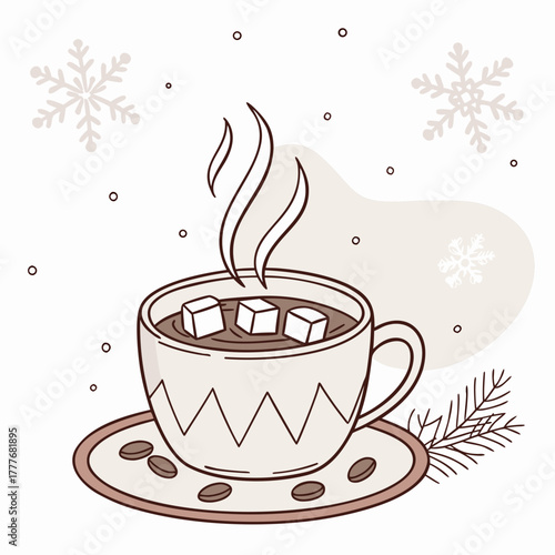 Hot cocoa with marshmallows for winter days