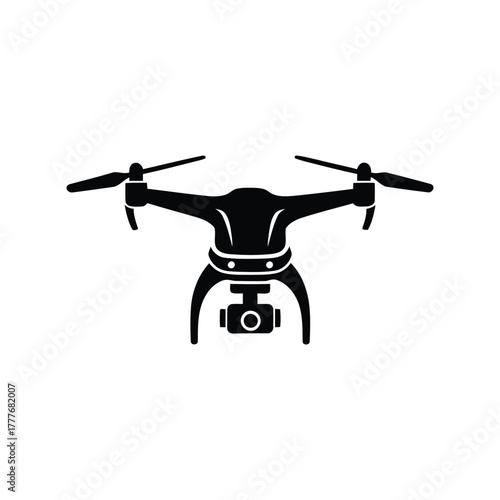Black drone icon in simple style