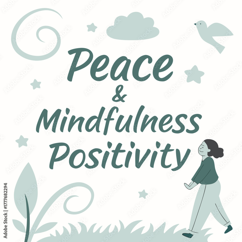 Obraz premium Peace and mindfulness illustration with positivity