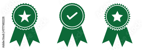 Set the company's product quality certificate is compliant the check mark symbol represents the standard quality control vector illustration