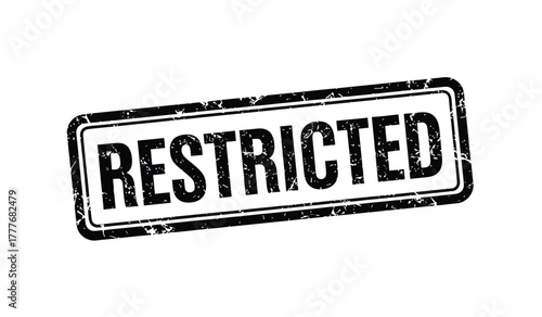 Black Grunge Restricted Stamp Isolated on Transparent Background