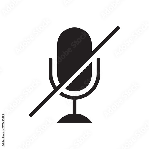 Solid Disabled Microphone Muted Icon with Line