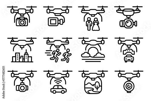 Following shooting stabilizer icon drone video drones panoramic photography vector camera dslr