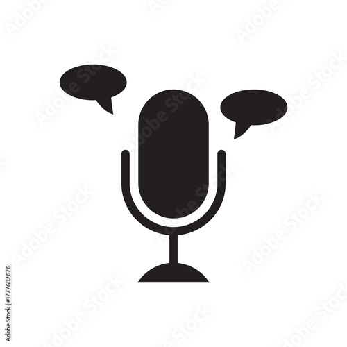 Solid Voice Chat Microphone with Speech Bubbles Symbol
