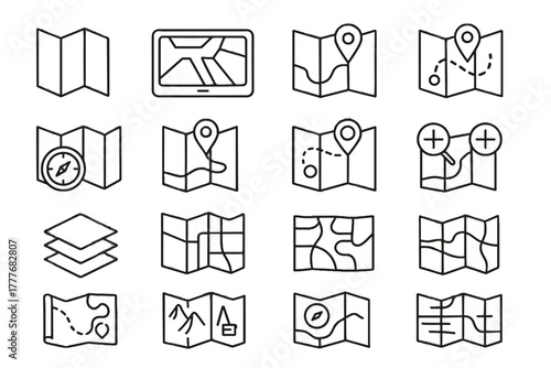 Vector virtual location screen iconic symbol icon map marker maps zoom road