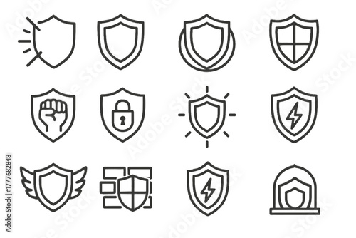 Double shield plates dome strong bio outward barrier vector circle icon