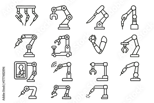 Arm robotic icon rehabilitation vector robot holder assistant surgical tool medical laser