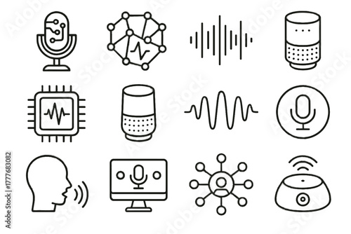Voice ai recognition chip feedback audio command speech hub icon vector virtual