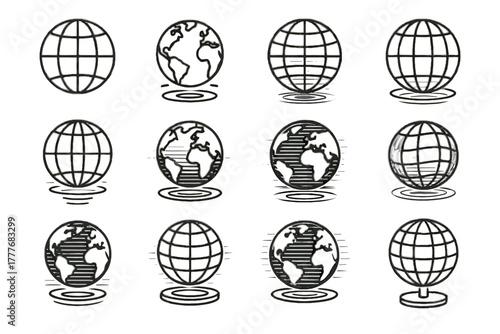 Virtual holographic icon planetary vector earth world map sphere globe stand