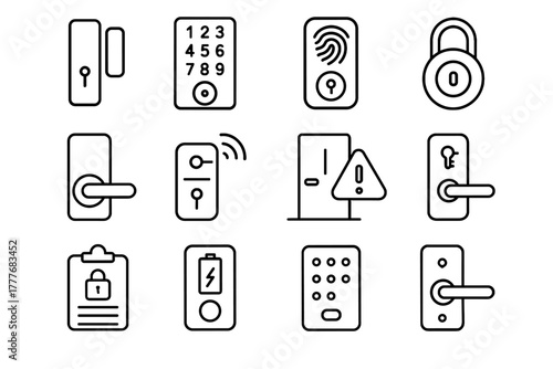 Log smart control touch lock monitor icon access keypad mechanism vector