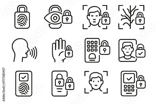 Keypad pattern vector lock face biometric panel access icons security scanner icon