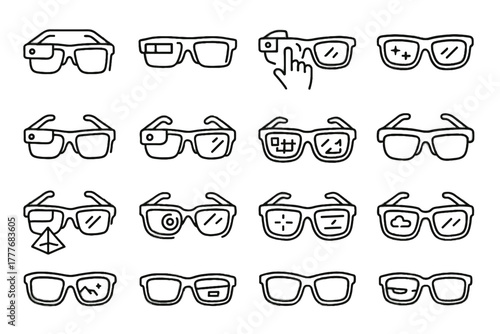 Icon glasses lenses vector device ar overlay reality digital wearable goggles