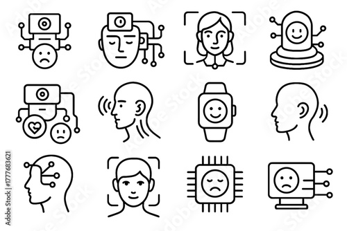 Ai advanced icon smart sensor vector mood node cognitive adaptive device emotion