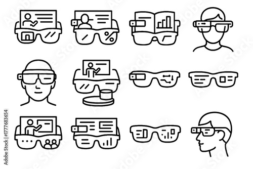 Educational projection mixed holographic lenses learning ar icon digital glasses vector virtual