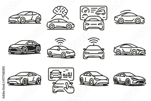 Style connectivity car accent icon holographic icons vector vehicle futuristic interactive neon