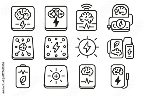 Neural charging intelligent ai smart pad power vector icon device regenerative bio
