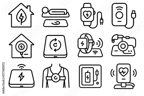 Vector indoor charging device home bio icon pad domestic wellness charger station